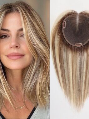 starluck Remy Human Hair Topper for Women 6×5 Inches Swiss Base SilkHug, 14 Inch